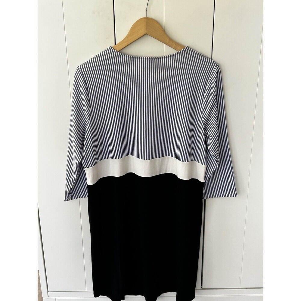 J.Jill Striped Colorblock Dress Size Large Blue White Black Classic Women's - Picture 8 of 9